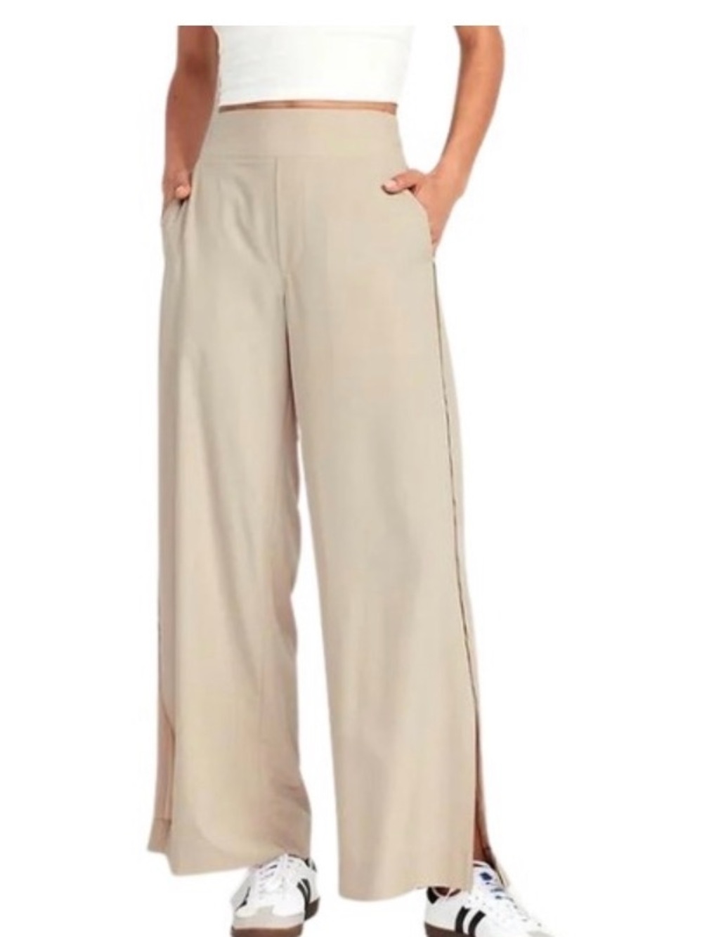 Old Navy StretchTech wide leg, high waist pants, tan color, size large